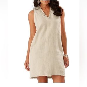 Tommy BahamaTwo Palms Ruffle V-Neck Sleeveless Frayed Hem Shift Dress size XL